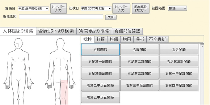 負傷部位登録